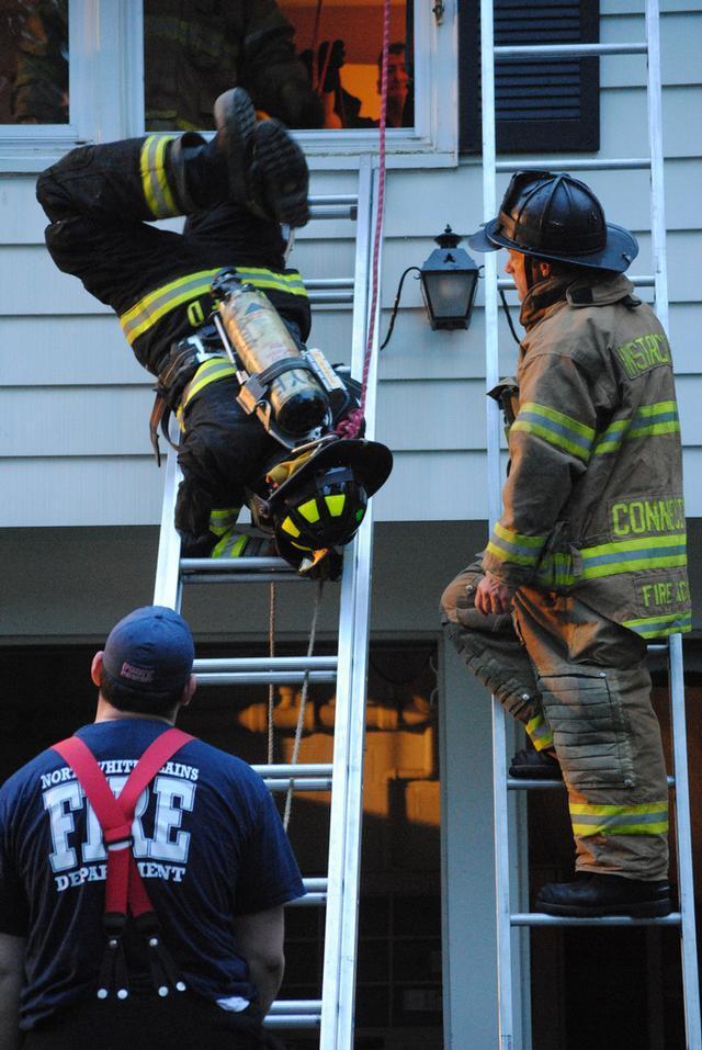 Rye Firefighters practice ladder bailouts with Top Rung Training Associates 5/22/2011